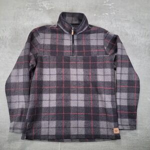 John Wayne Stock & Supply Mens Plaid Fleece Pullover‎ Gray Red Size M